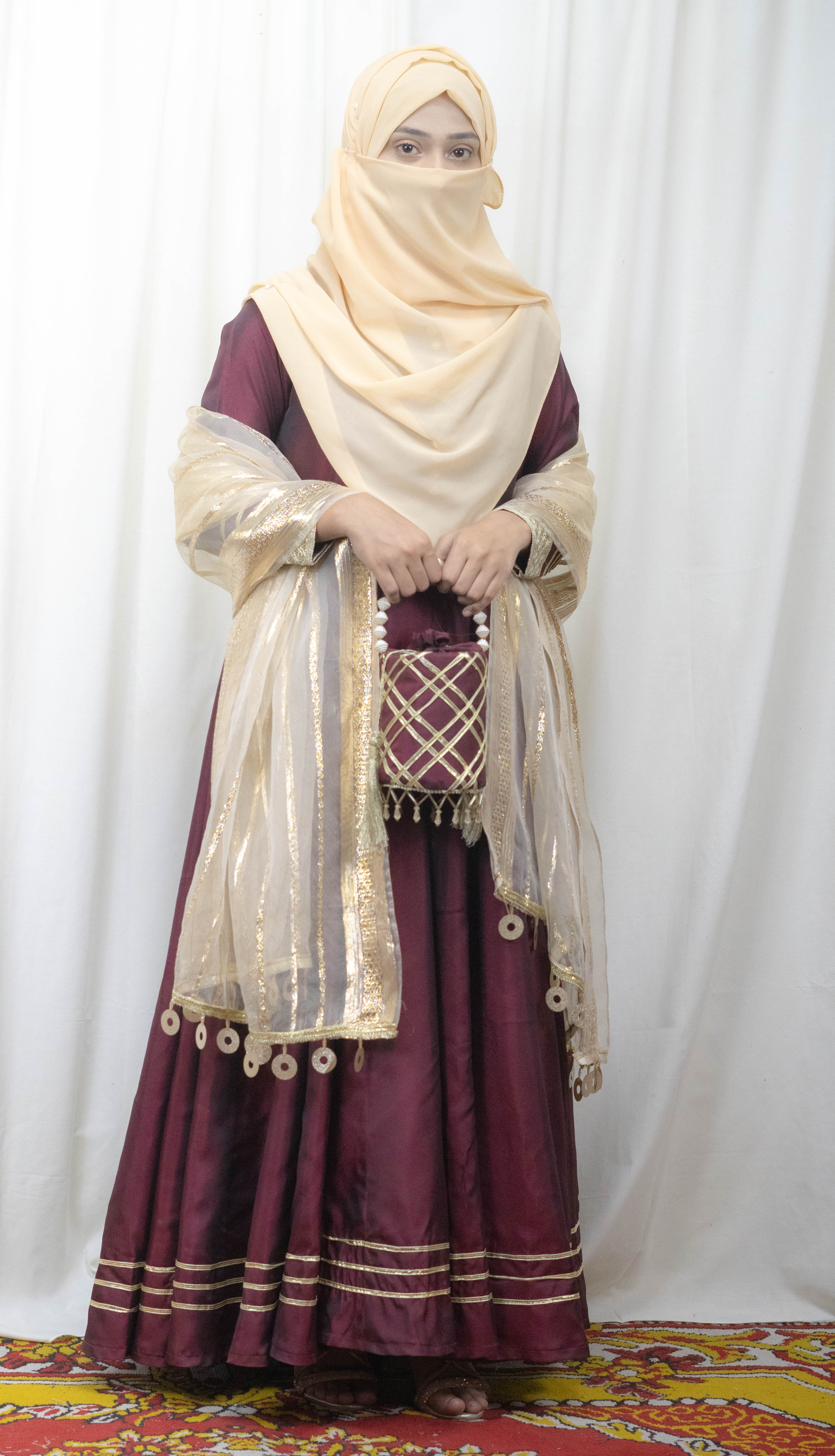 Dual Tone Silk Long Frock Dress #1