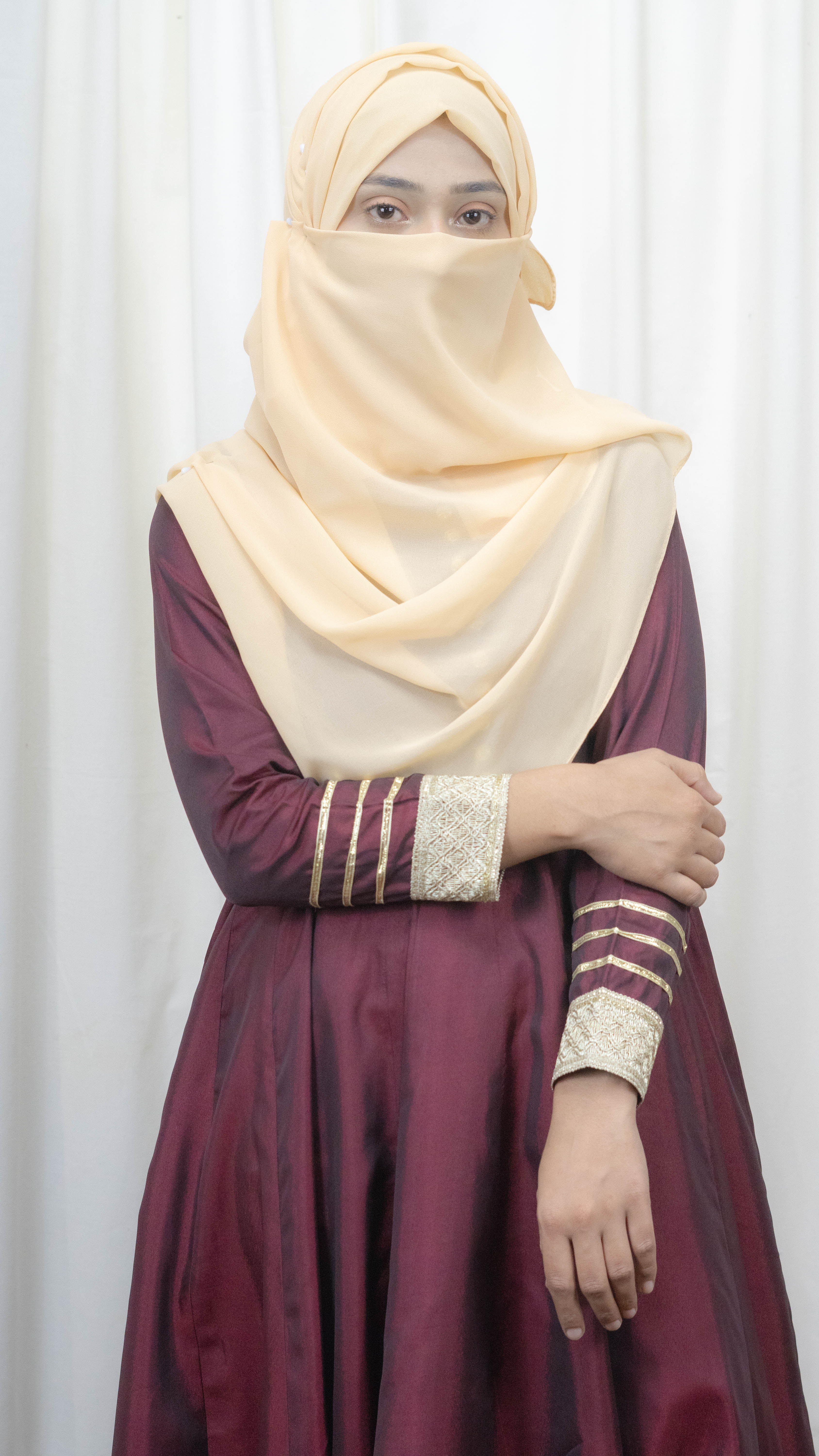 Dual Tone Silk Long Frock Dress #1