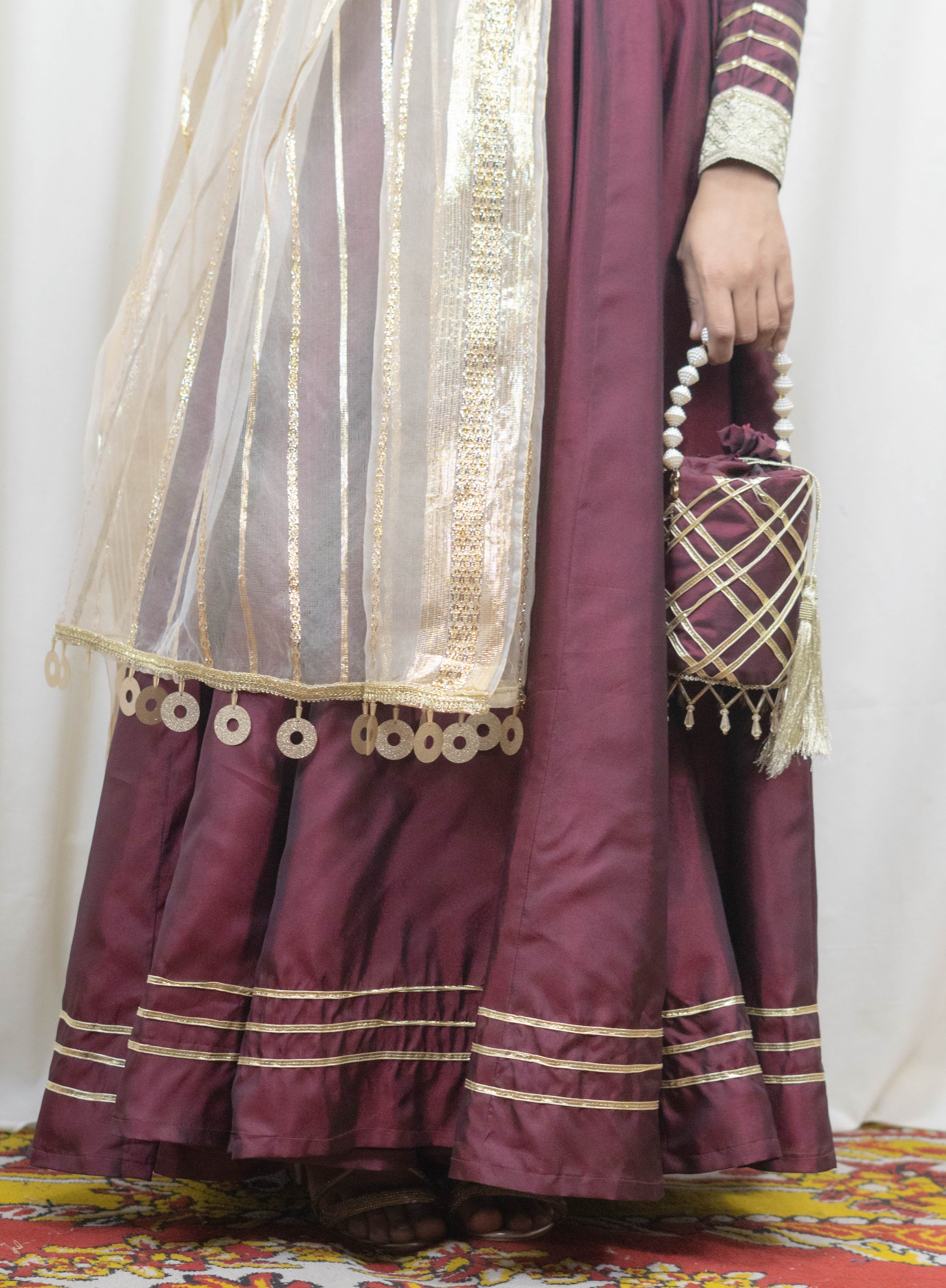 Dual Tone Silk Long Frock Dress #1