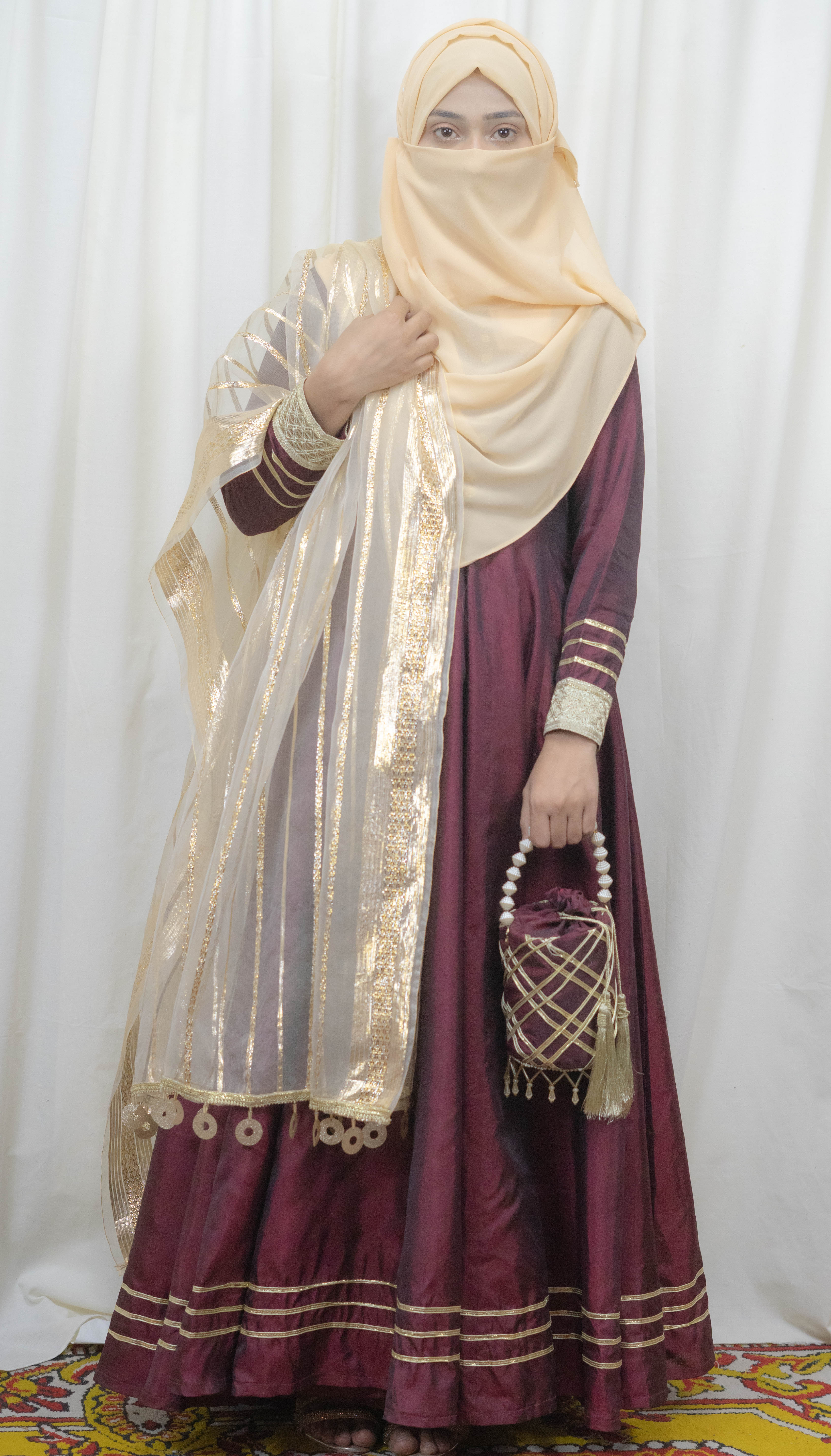 Dual Tone Silk Long Frock Dress #1