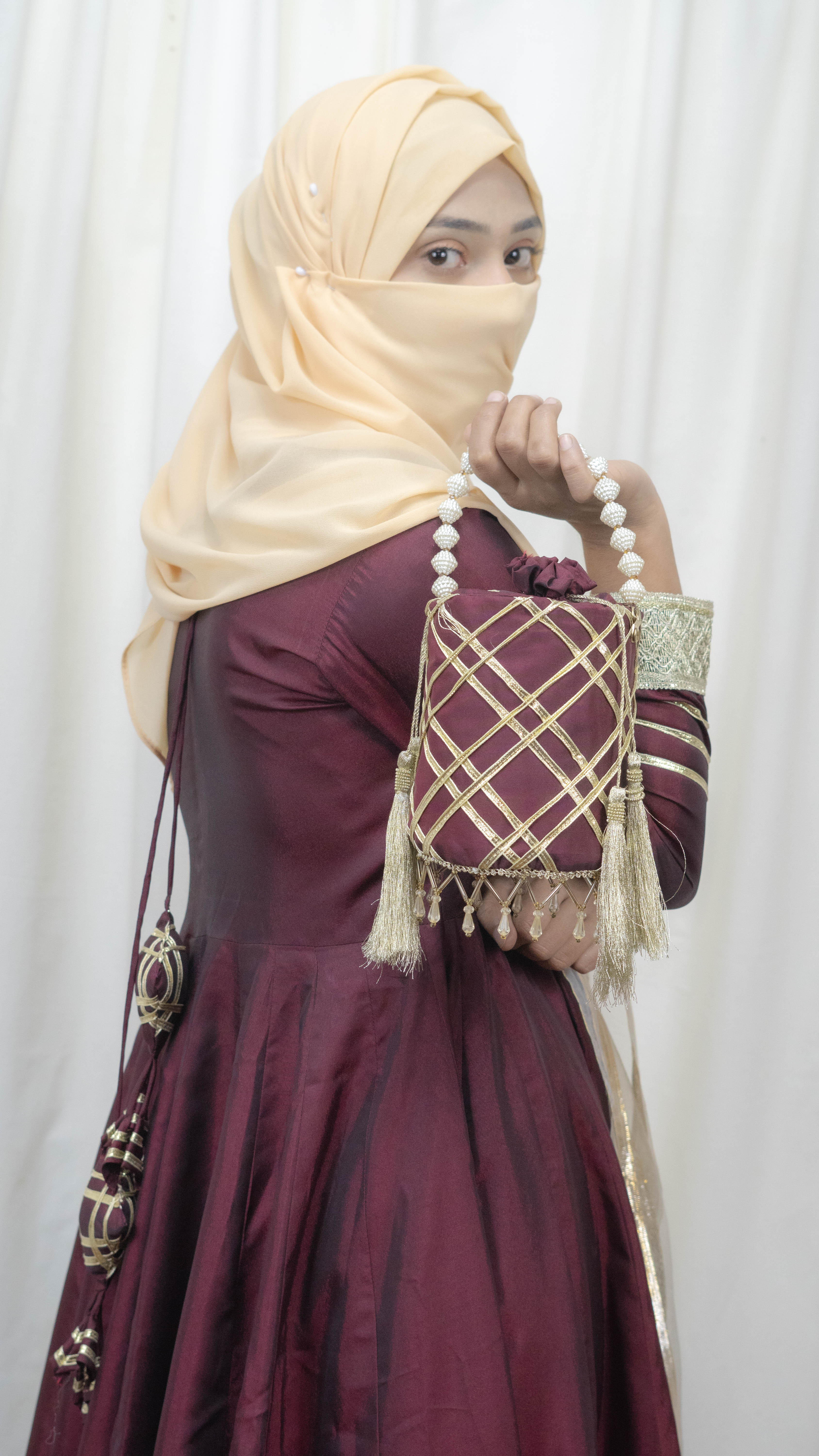 Dual Tone Silk Long Frock Dress #1