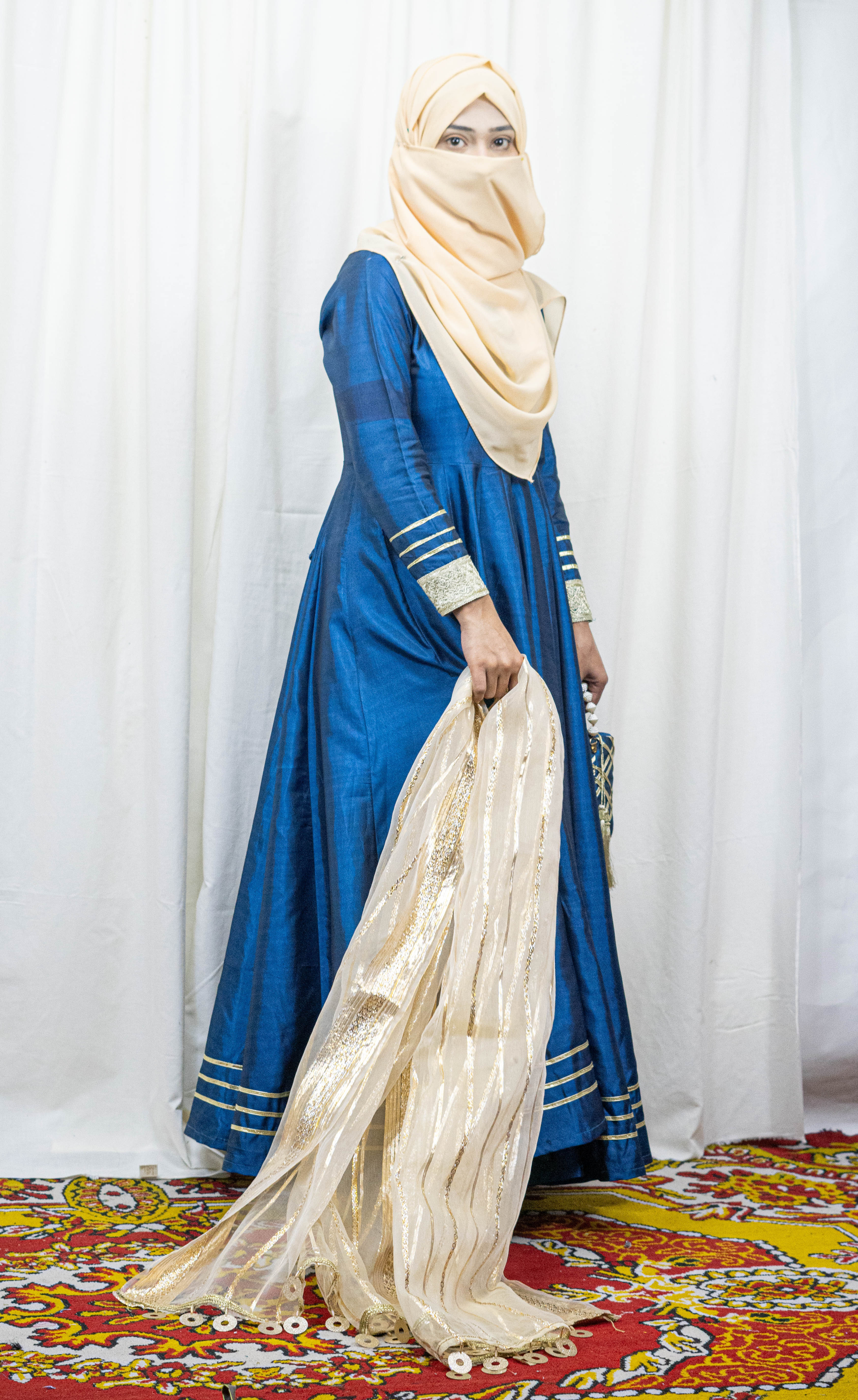 Dual Tone Silk Long Frock Dress #1