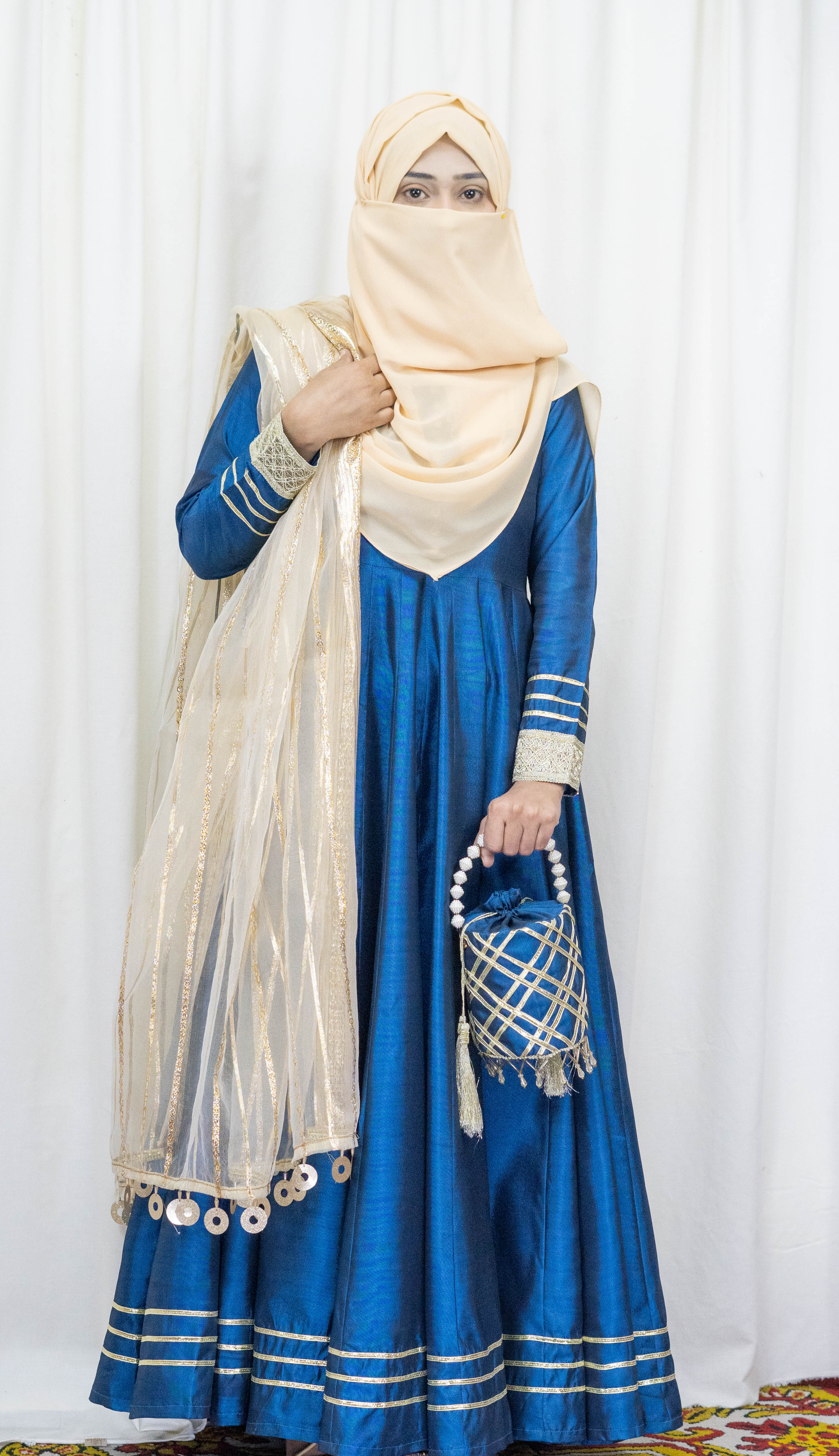 Dual Tone Silk Long Frock Dress #1