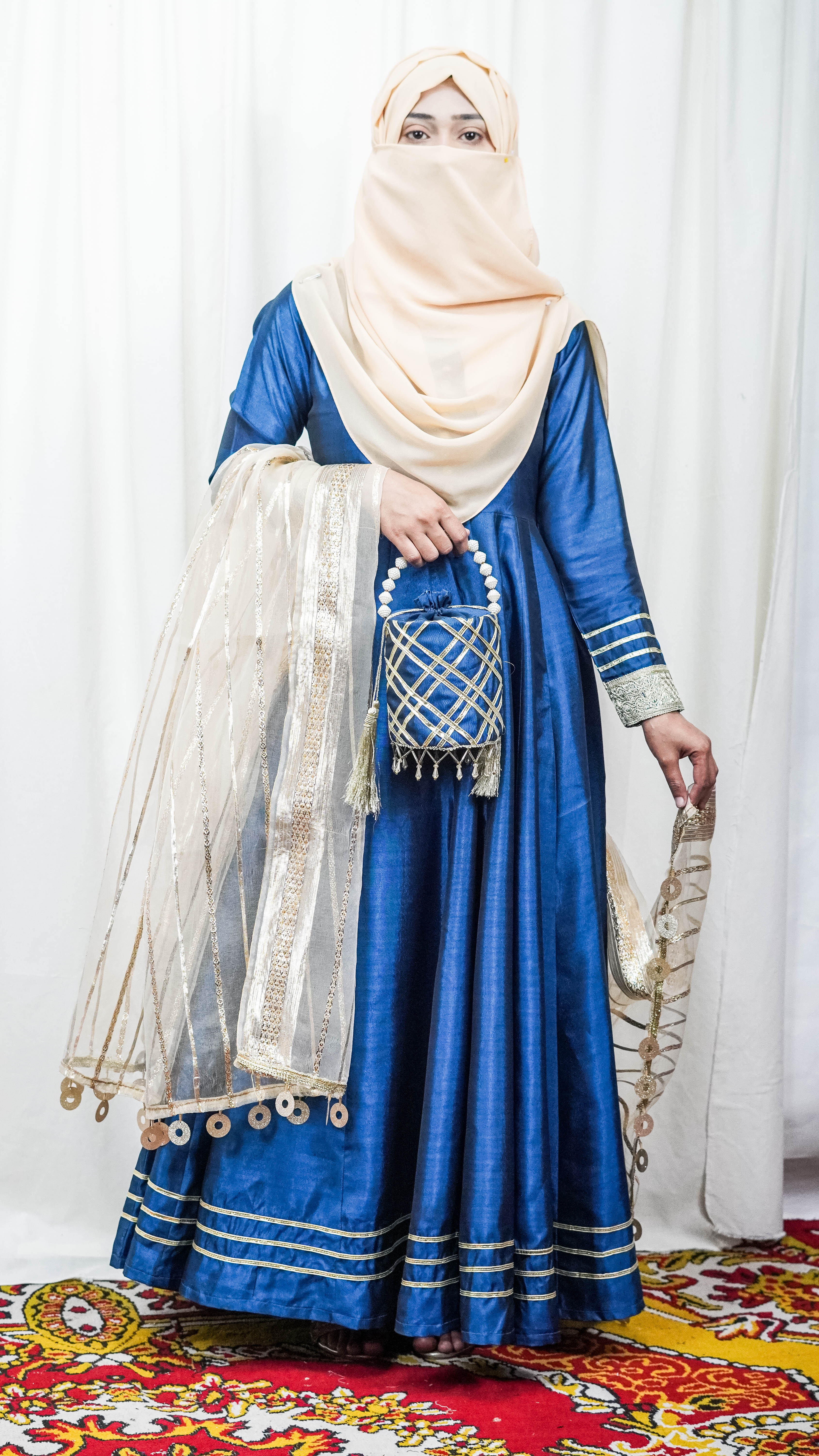 Dual Tone Silk Long Frock Dress #1